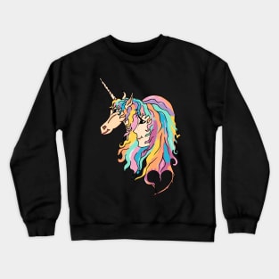 Sweet girl and unicorn drawing Crewneck Sweatshirt